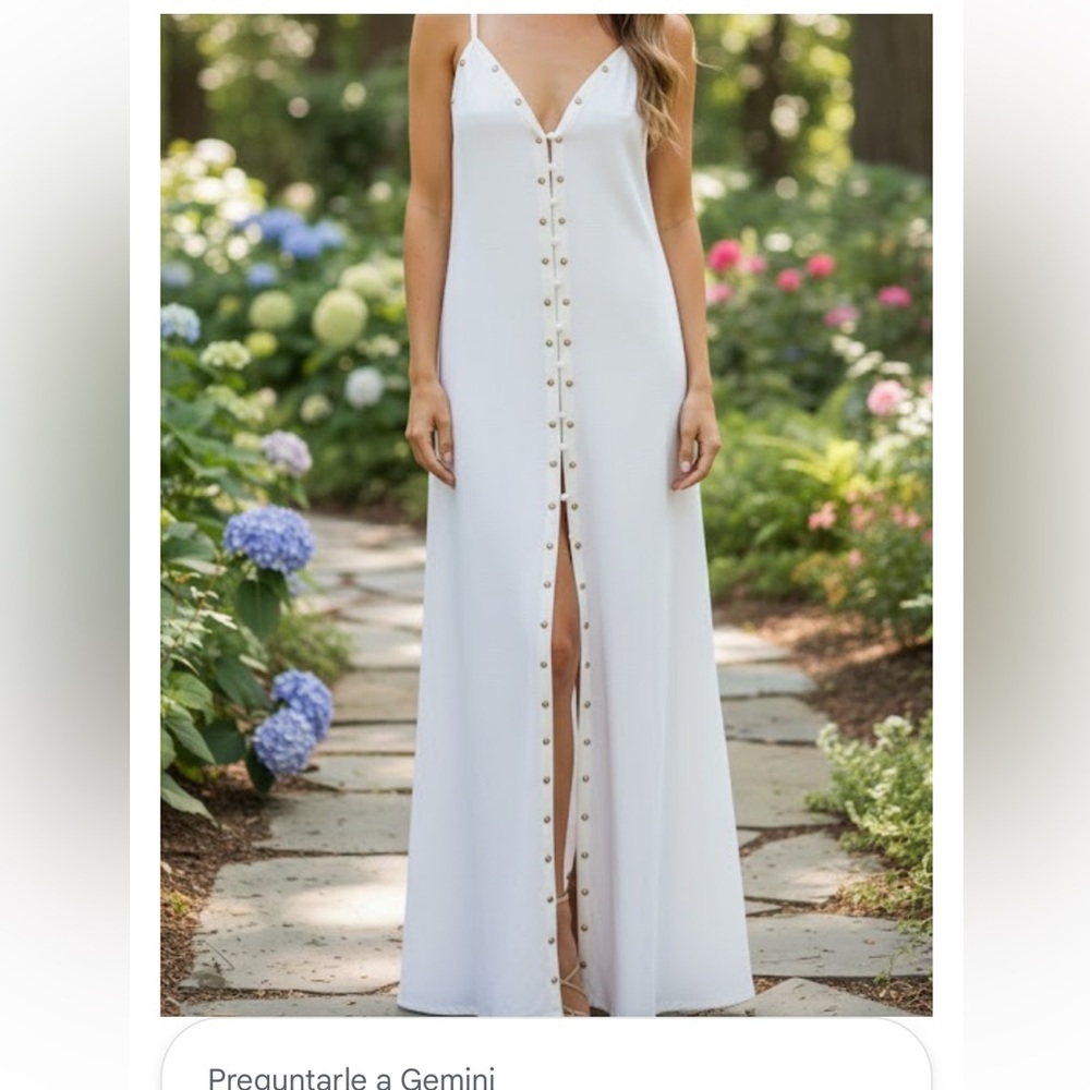 San Joy White Sleeveless Button-Down Maxi Dress